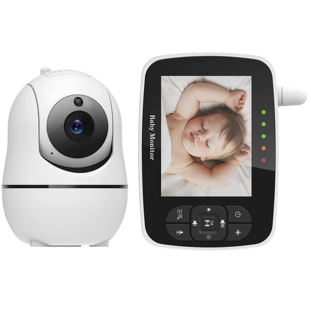 3.5 Inch Baby Monitor with Remote Pan Tilt Zoom Camera Night Vision Room Temperature Lullaby Two Way Audio Babyphone