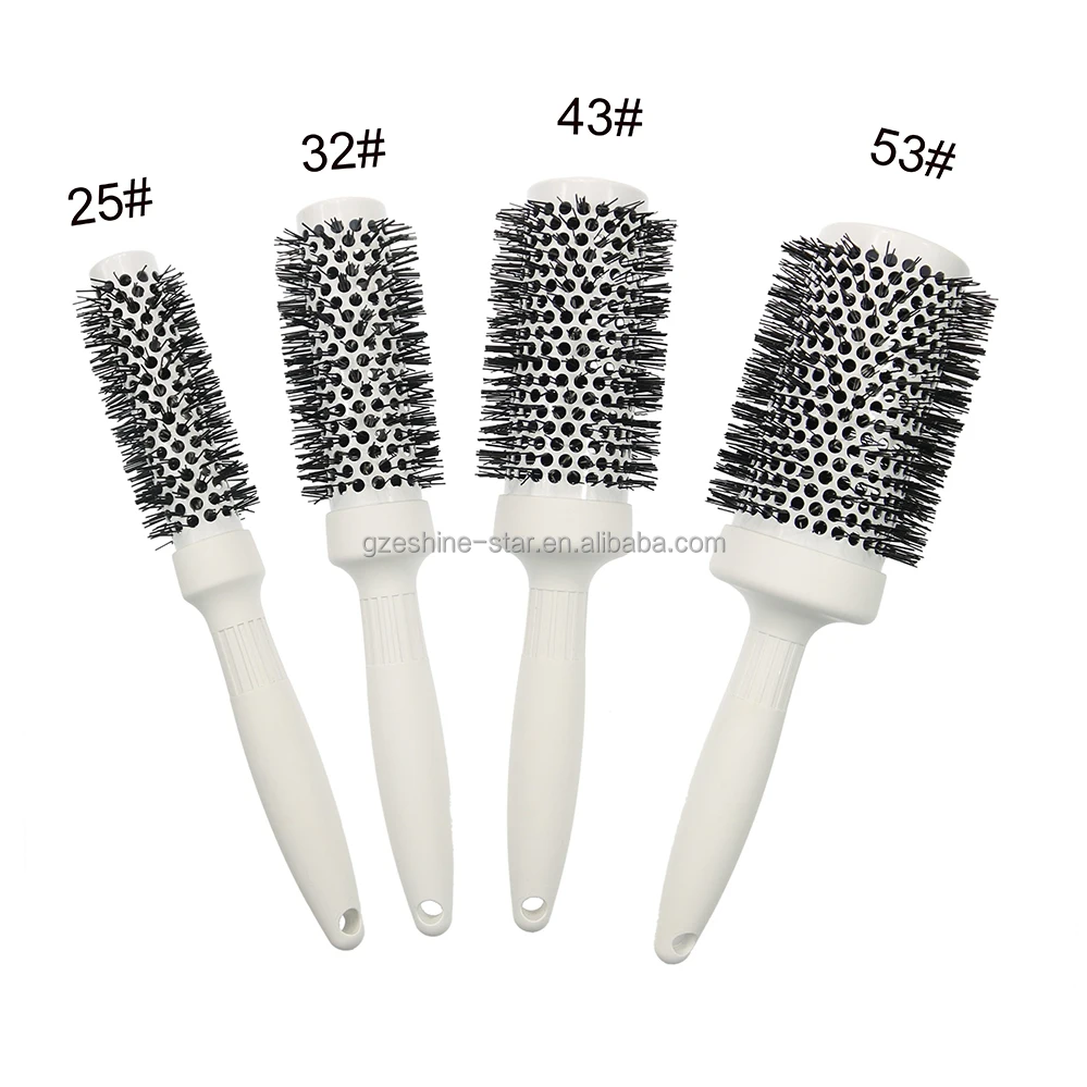 Professional Salon Ceramic Thermal Barrel Brush White Round Styling Hair Brush for Precise Styling
