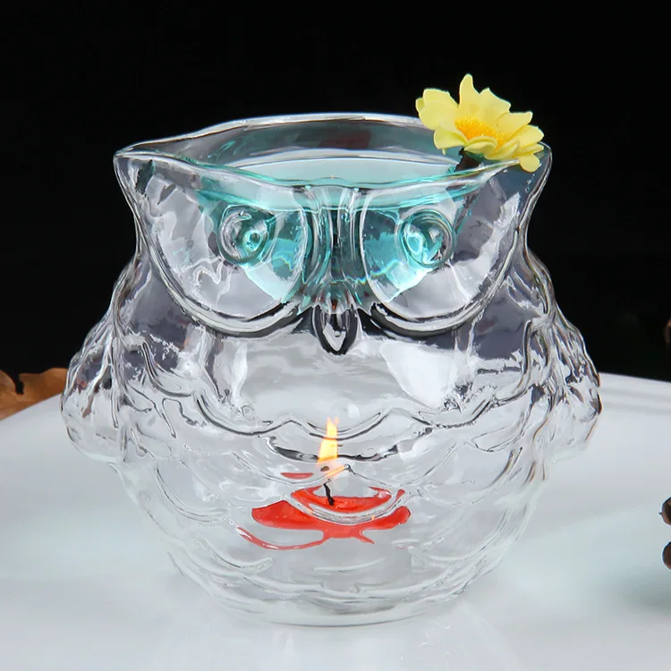 
Owl Shape Pyrex Glass Tealight Holder Essential Oil Burner Oil Warmer for Home Decoration Bar Use 