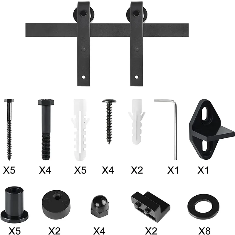China Factory Manufacturer Barn Door J Shape Accessories Top Mount Black Sliding Barn Door Hardware Kit Barn Door Hardware