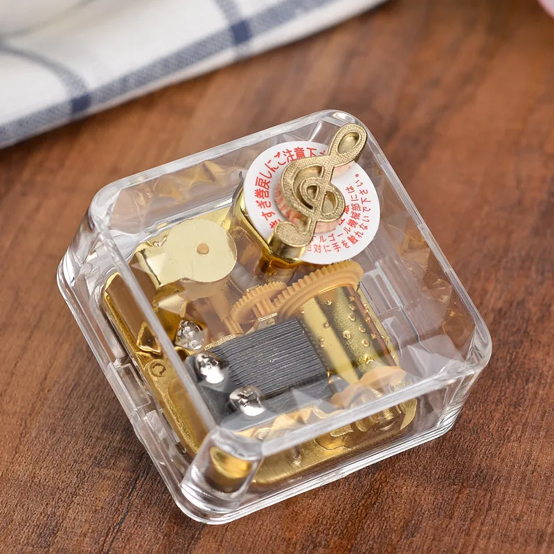 Acrylic Music Box Square  shape With Wind Up Mechanism