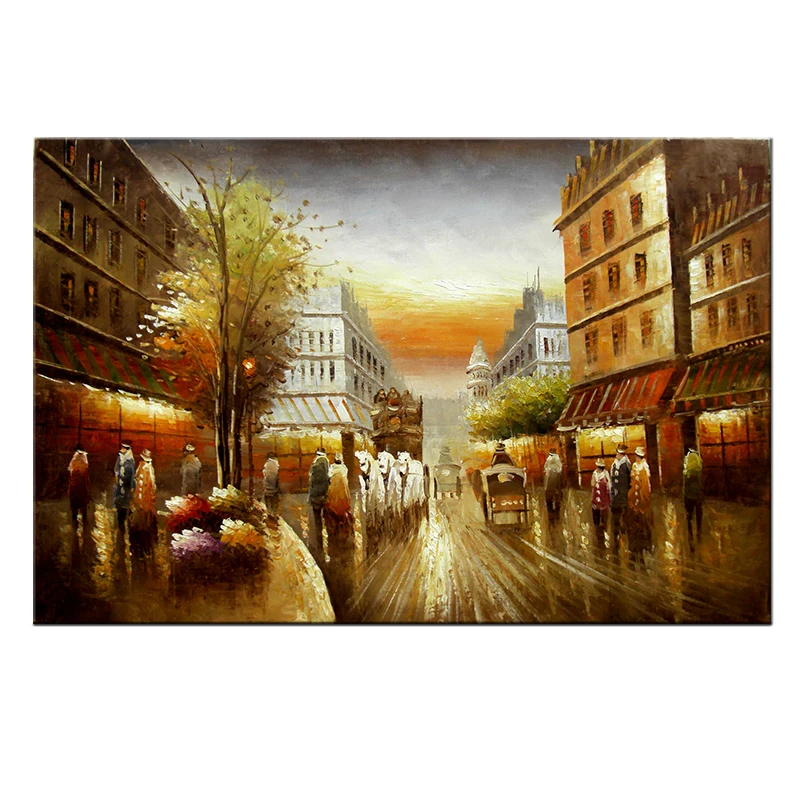 Factory Directly Sale Nordic INS Style Abstract Canvas Painting For Home Decoration  paris street painting