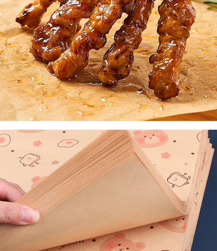 Custom logo printing hamburger packaging grease proof tissue paper sandwich wrapping paper food grade wax paper