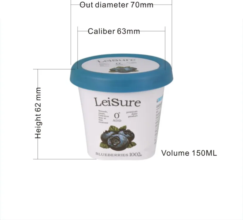 Пластиковый упаковочный контейнер, контейнер для замороженного йогурта из полипропилена, горшок, чашка для йогурта с крышкой, ложка