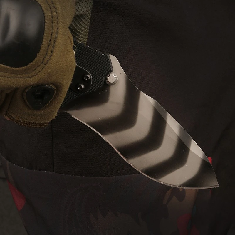 Small Full Black Outdoor Pocket Tactical Camping Folding Knife Fishing Knife