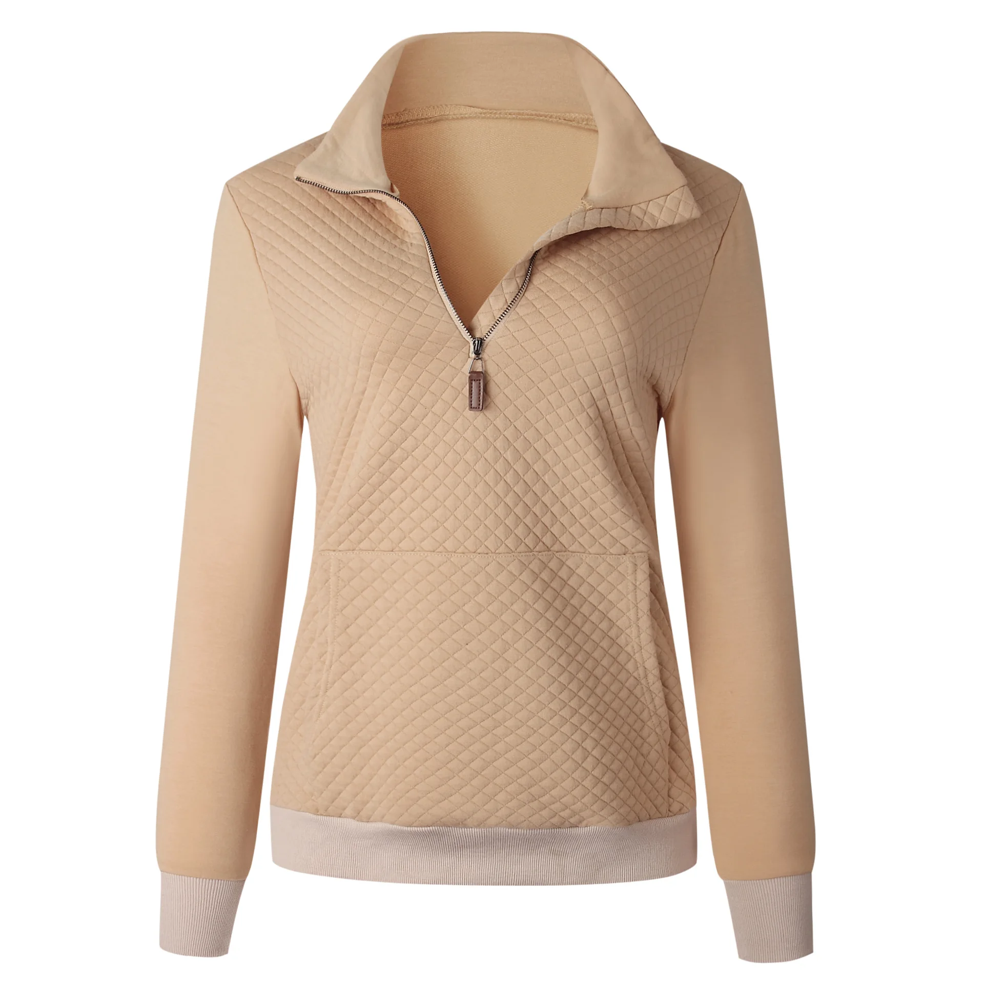 Женский модный стеганый Легкий свитшот на молнии с длинным рукавом