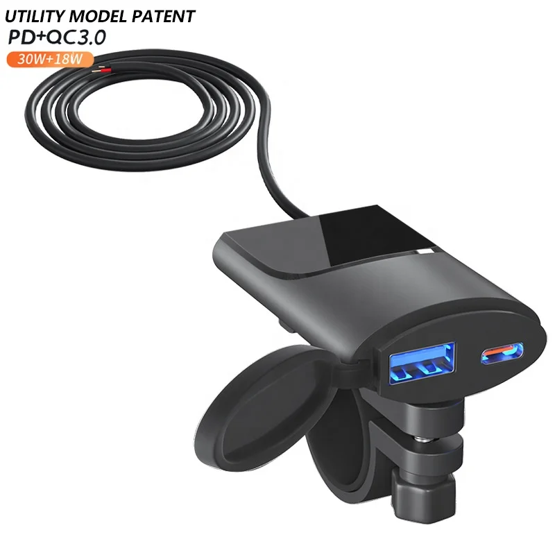Waterproof 12v Double Port Handlebar Type C Charger Motorcycle Motor Bike Mobile Phone Charger