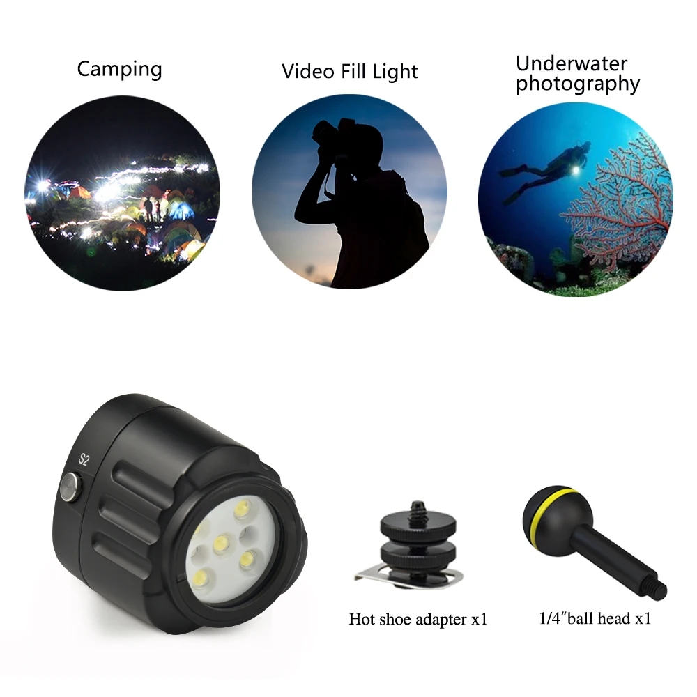 Seafrogs SL-18 40m Underwater LED waterproof full light  Flashlight 1000LM for Diving Photography Camera Accessories