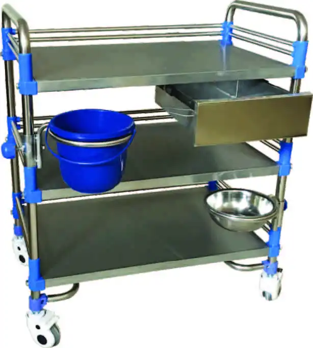 Эасывелл тремя полками SE28-3A нержавеющая сталь Больничная медицинская тележка