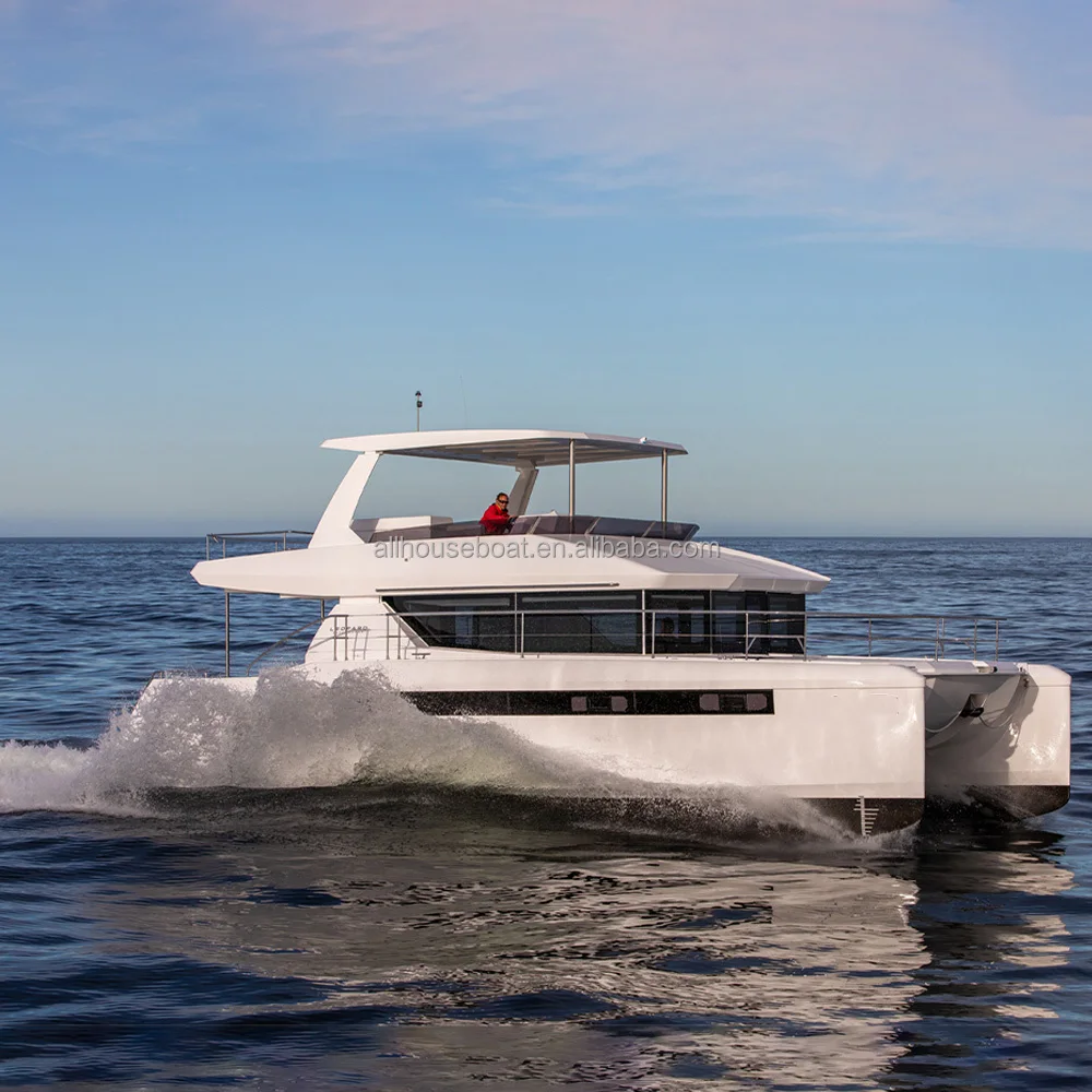 Luxury Yacht 13m Aluminum Fishing Boat Catamaran House Boat for Sale