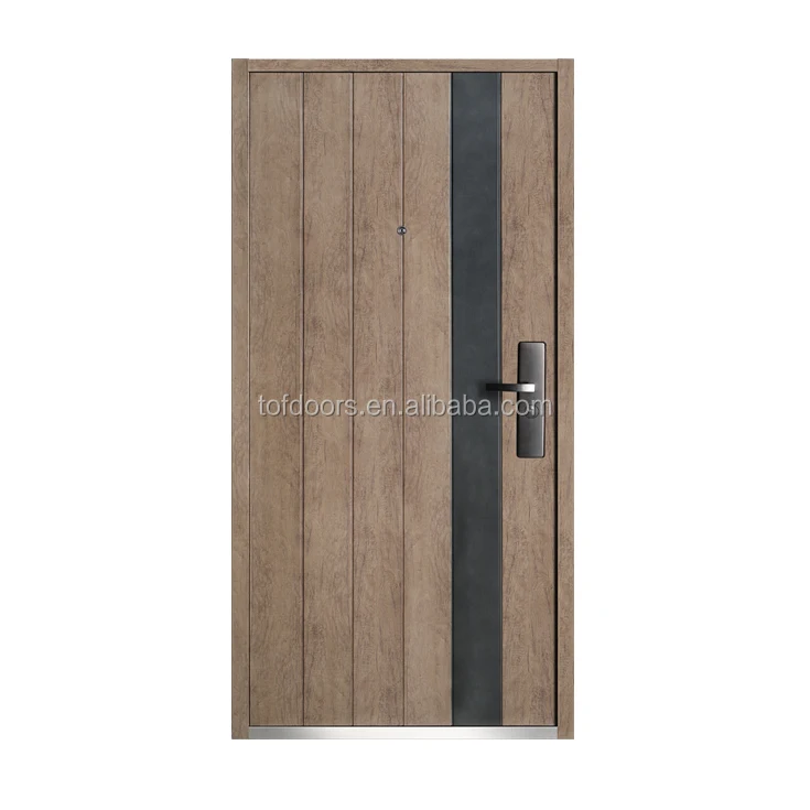 China Manufacturer Moistureproof  Fashion Embossing  Wood Colour Steel Security Main Gate Door