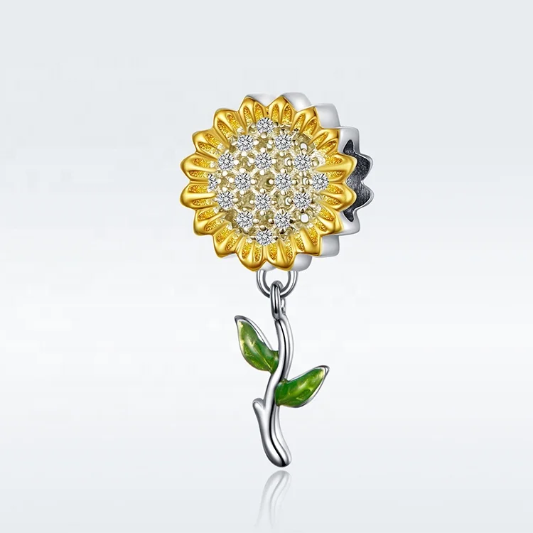 
wholesale Beads Sunflower Shape 925 Silver sunflower bead For Jewelry Making 