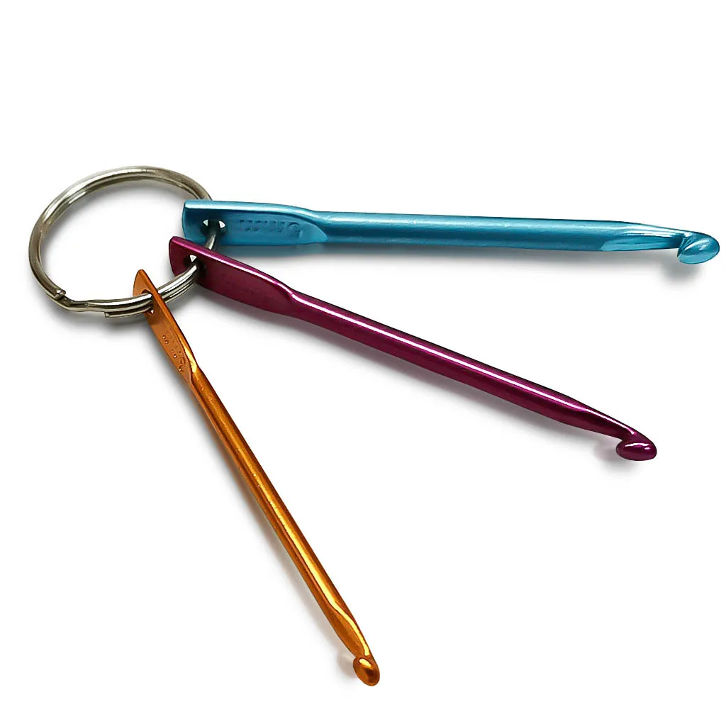 Colorful aluminum oxide key chain 3 pcs crochet single head knitting crochet short sweater needle combination crochet