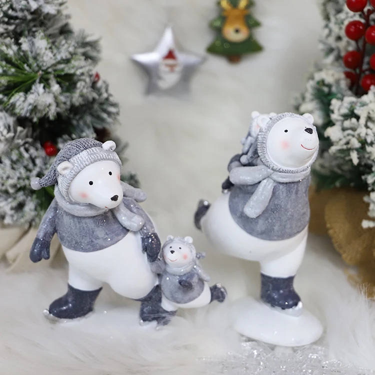 Wholesale Polyresin christmas figurine & toys home decor Resin crafts  polar bear christmas statue ornaments