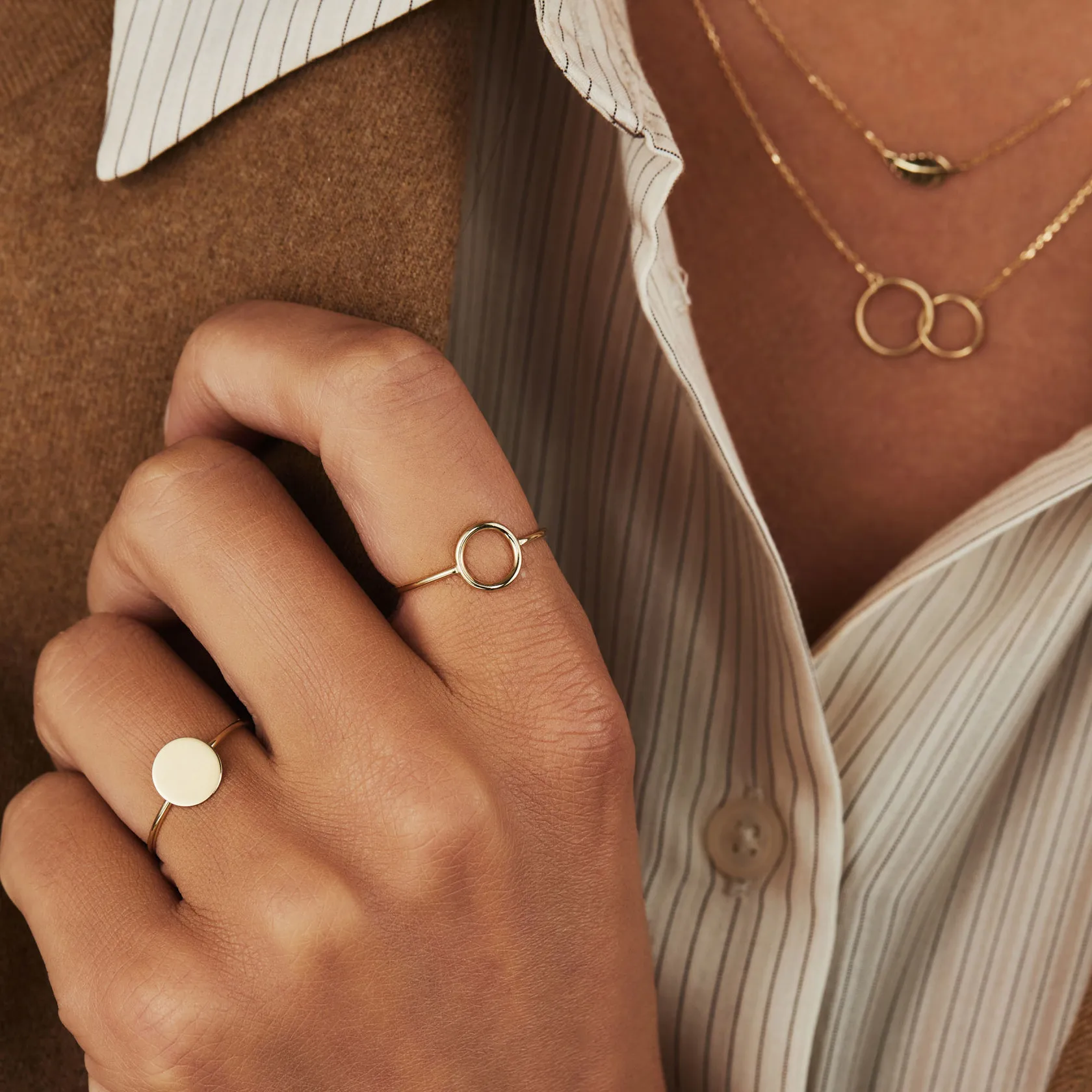 BAROLI Filled Gold plated 18k adjustable simple Glossy design signet rings chunky Gold Statement Open cuff Croissant ring