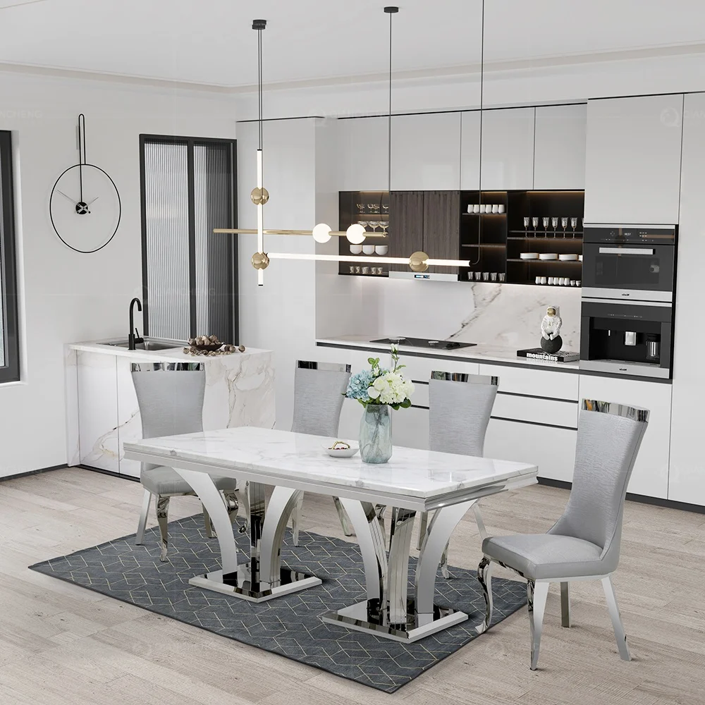 contemporary modular 10 sitter 6 / 8 person dining table for 12 luxury marble dining table herringbone stainless steel