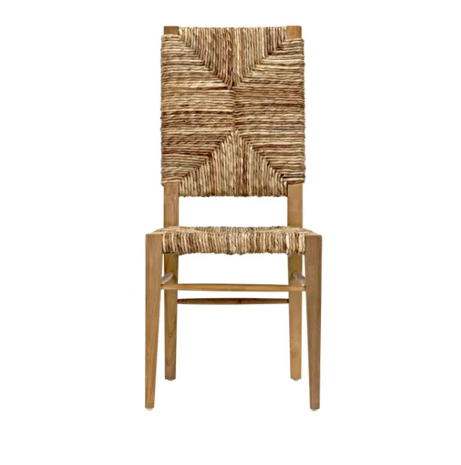 Modern Living Room Villa Design Solid Wood Natural Rope Woven High End Chair Teak Wood OAK OEM Seagrass Rattan Dining Chair