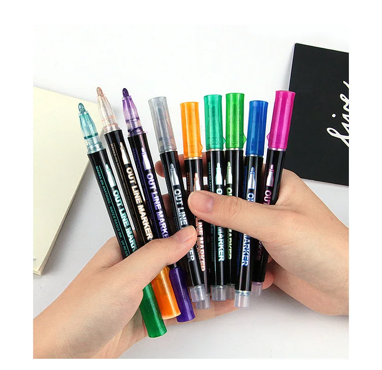 8/12/24 красочный двухлинейный контурный маркер DIY Doodle Painting Marker