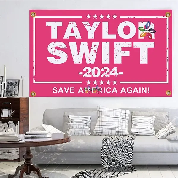 2024 American Vote Flag Pink Musician Flags for Room College Dorm Bedroom Wall Tapestry Decor Funny Party Banner