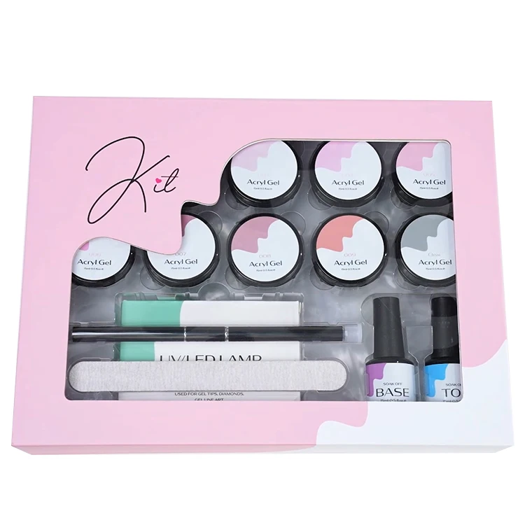 Vegan Poly Gel Kit 10 Colors Acryl Gel Nail Kit With Top Base Coat Uv Lamp Acrylic Gel Set For Manicure