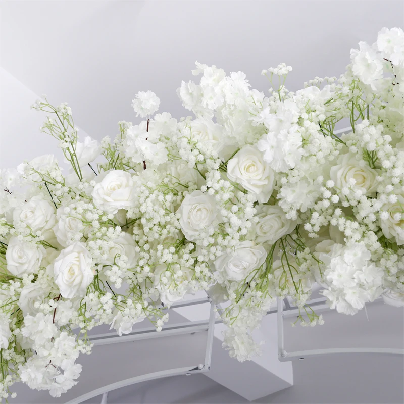Wholesale LFB2281 White Babysbreath Rose Flower Arch Backdrop Artificial Silk Wedding Floral Decorations for Wedding Party