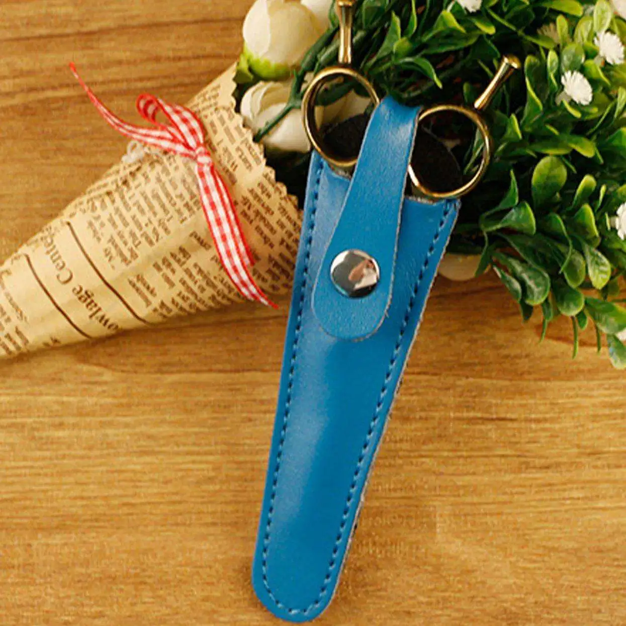 Cowhide Material Single Scissors Bag Leather Scissors Box Tool Holster Waist Clip Bag