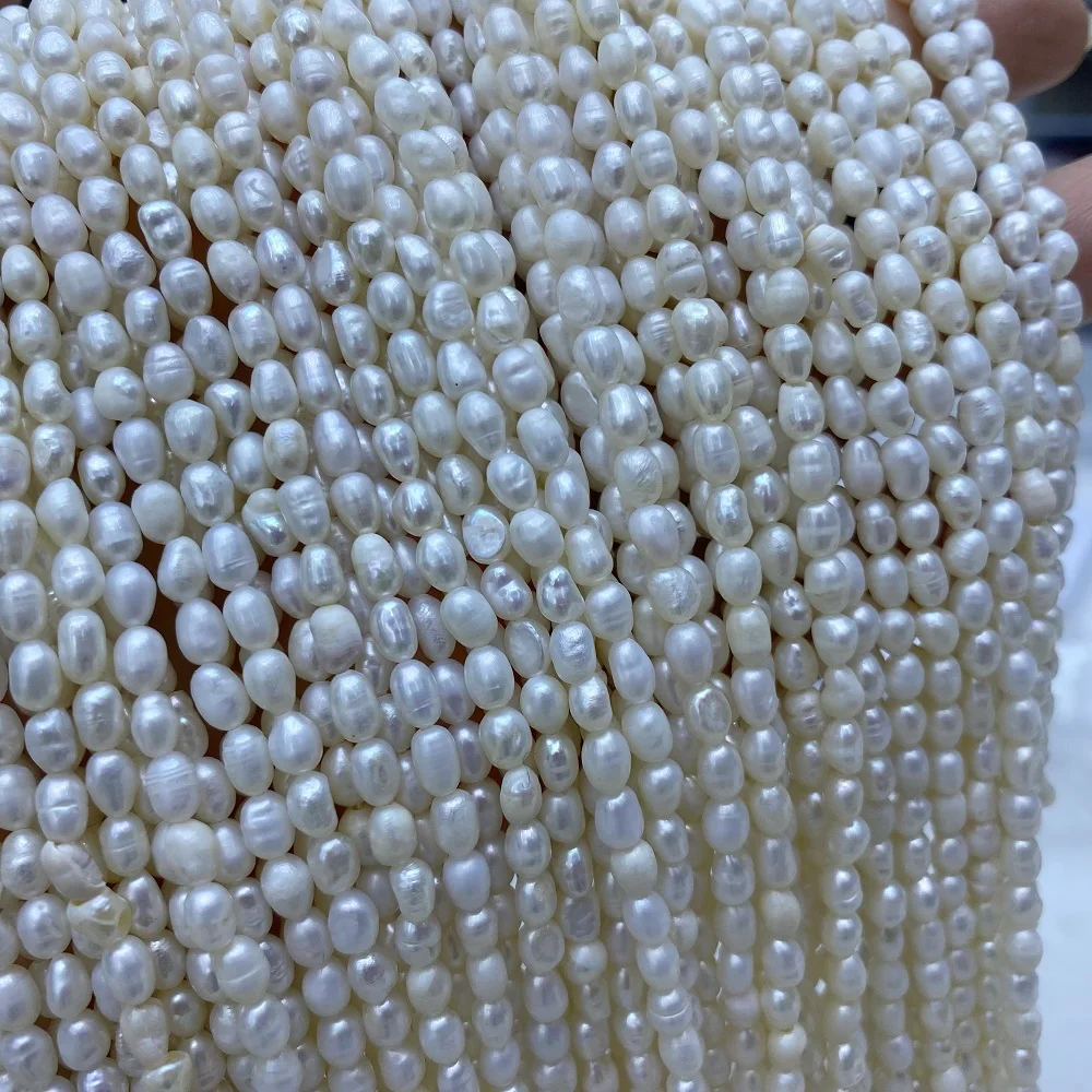 5-6mm 1A+ Cheap Price Real Rice Pearl Strings White Pearl Strand Wholesale Natural Drop Pearl Strings