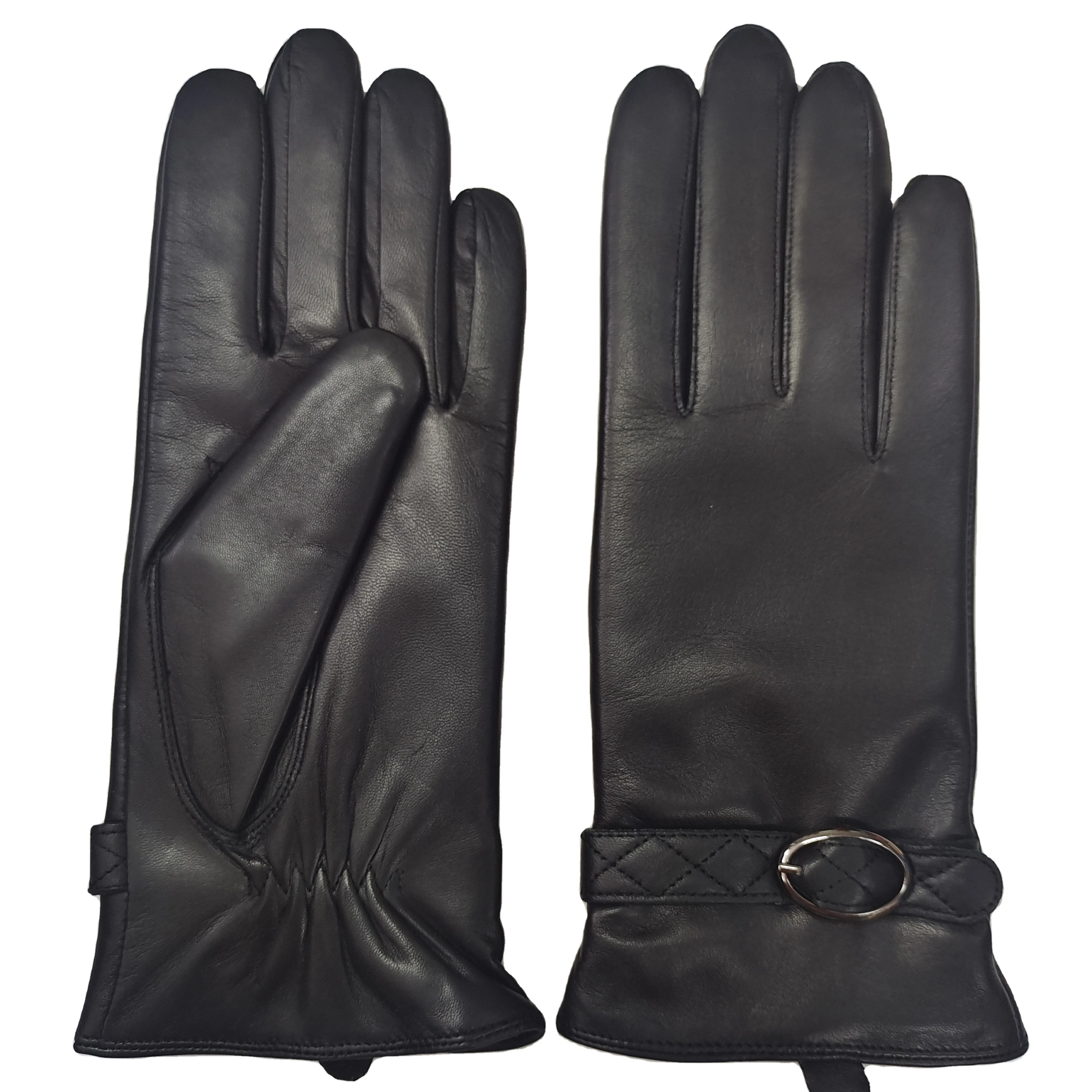 Big Brand OEM High Quality Fashion Colorful Genuine Lamb Skin Leather Ladies Dress Gloves Embroidery Leather Belt and Buckle