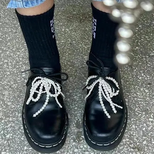 Diy handmade shoelace accessory bow ribbon faux pearl shoelaces charms for sneakers