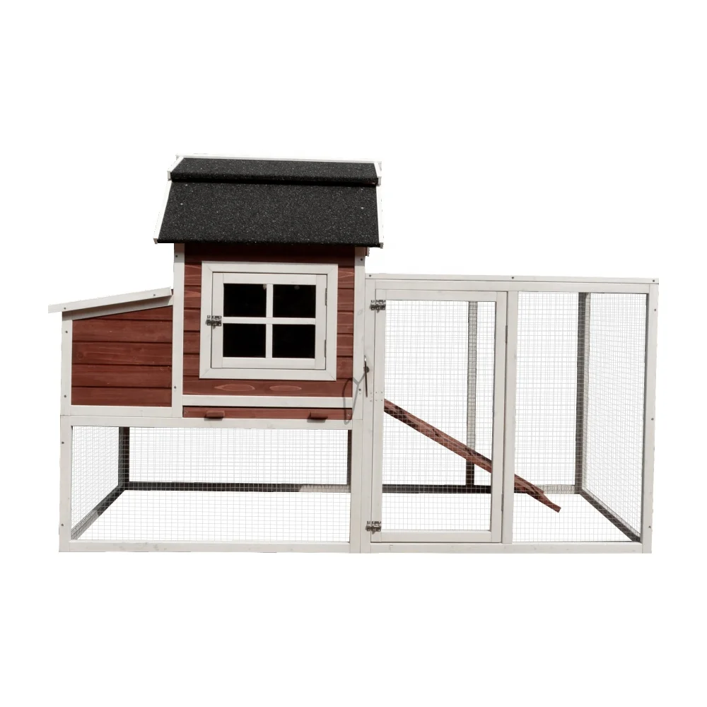 Large Outdoor wooden chicken hen coop with outdoor run cage and egg collection nesting box for poultry rabbit hutch