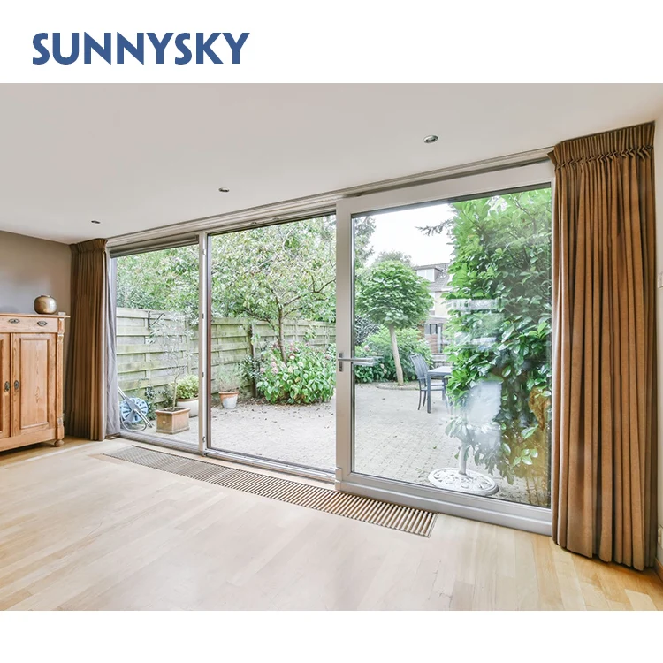 Sunnysky Современный Дизайн 96x80 раздвижные двери для патио стеклянные бескаркасные алюминиевые