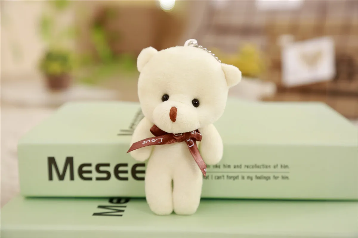 12cm cute soft miniature stuffed plush mini teddy bear for keychain