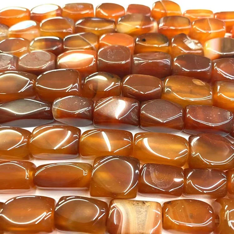 Hot Selling High Quality 10_14mm Natural Stone Beads Red Faceted Octagonal Agate  For DIY Bracelet Jewelry Making