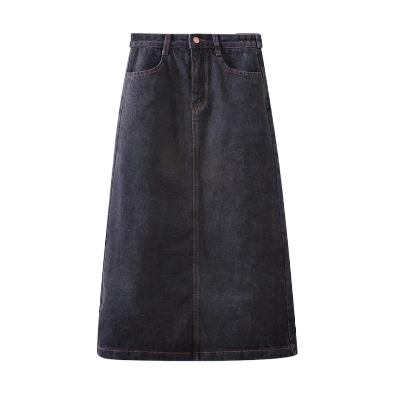 Factory Wholesale Women Korean Denim Pencil Skirts Plus Size High Waist Stretch A Line Long Jeans Skirt