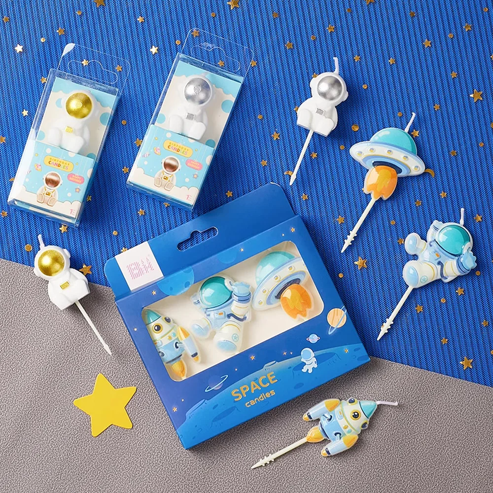 Wholesale creative birthday candles, environmentally friendly materials, smokeless astronaut style candles