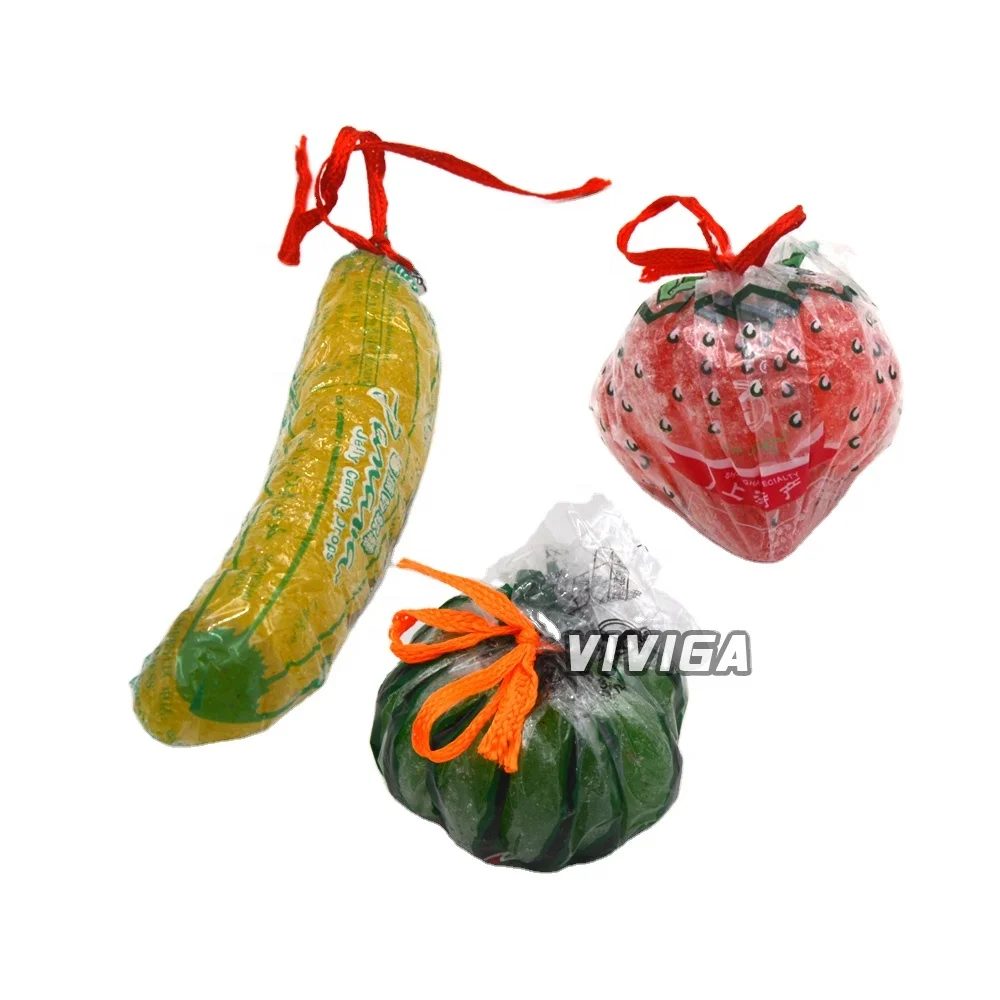 
Halal sweet banana strawberry watermelon fruit shape soft candies gummy candy 