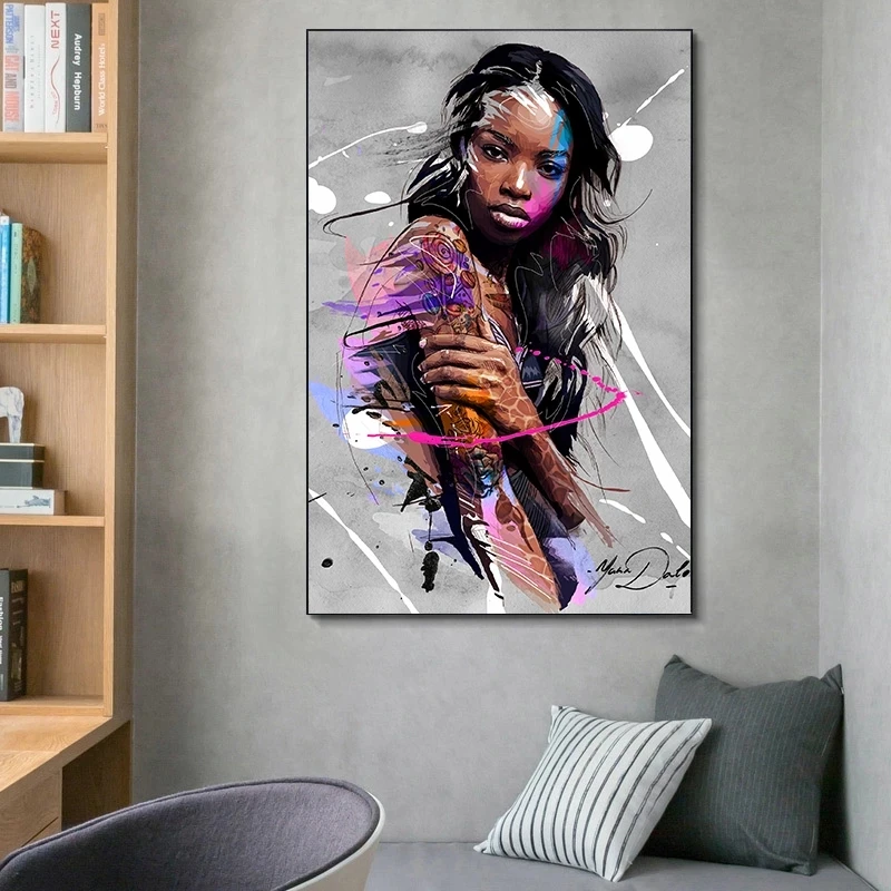 Abstract Graffiti Art Girls Canvas Art Posters and Prints Colorful Tattoo Woman Canvas Paintings Street Art Pictures for Home