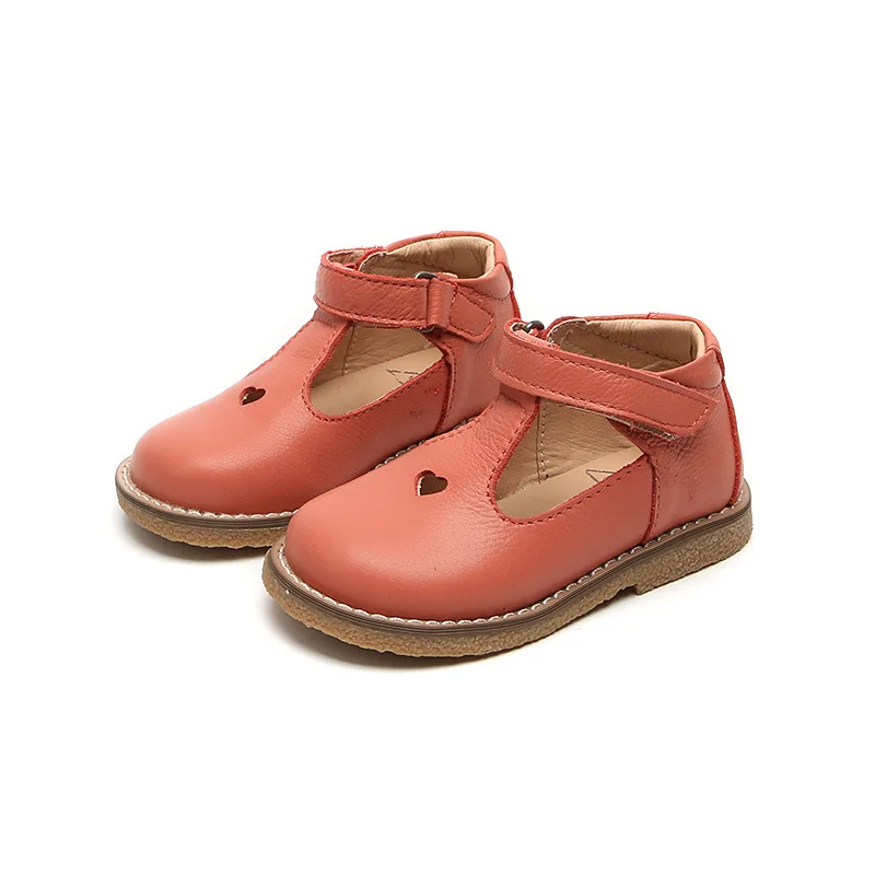 Spring 2021 Baby Toddler Girls Vintage T-Strap Flats Little Kids Genuine Leather Mary Jane Children Pink White Black Dress Shoes