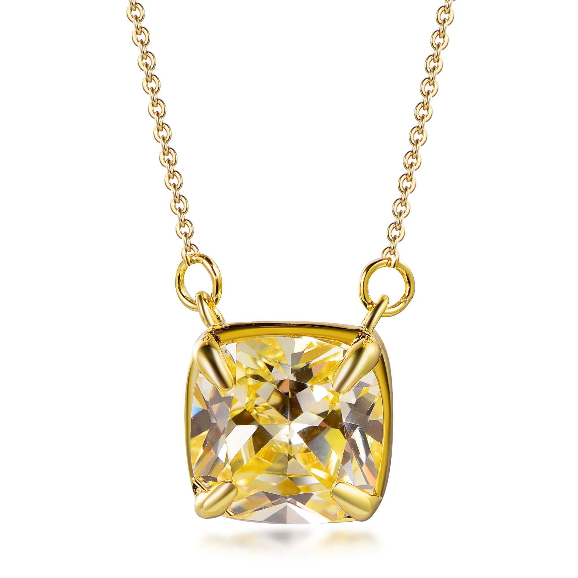 14 k золотые украшения ожерелье 18k Золото звено цепи желтый камень AAA циркон Канарские украшенной стразами горловиной