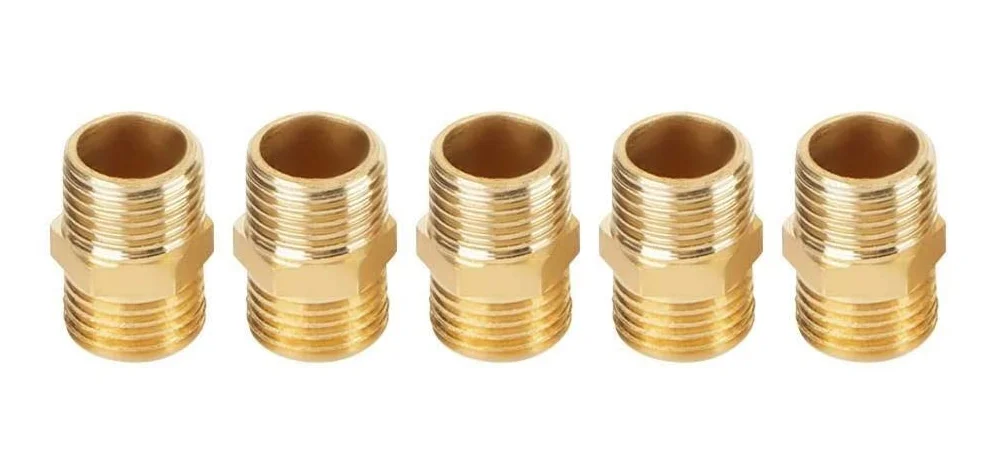 1/4 BSP to 1/4 BSP External Thread Brass Pipe Hex Nipple Fitting Quick Adapter