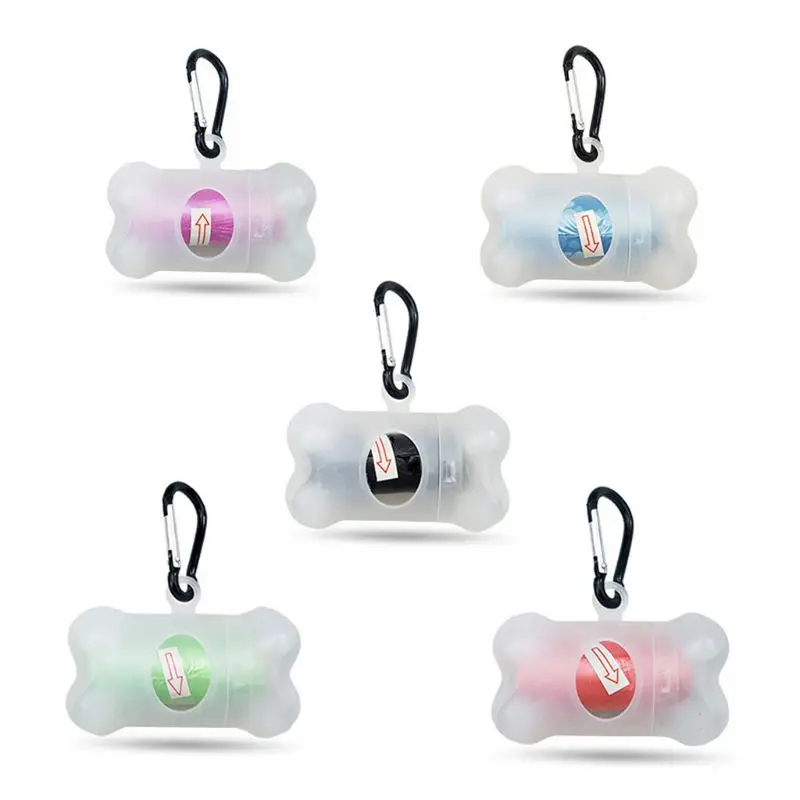 Pet Dog Accessories 2021 Wholesale Transparent Bone Shaped Pet Dog Waste Garbage Poop Bag Holder  Plastic Dispenser