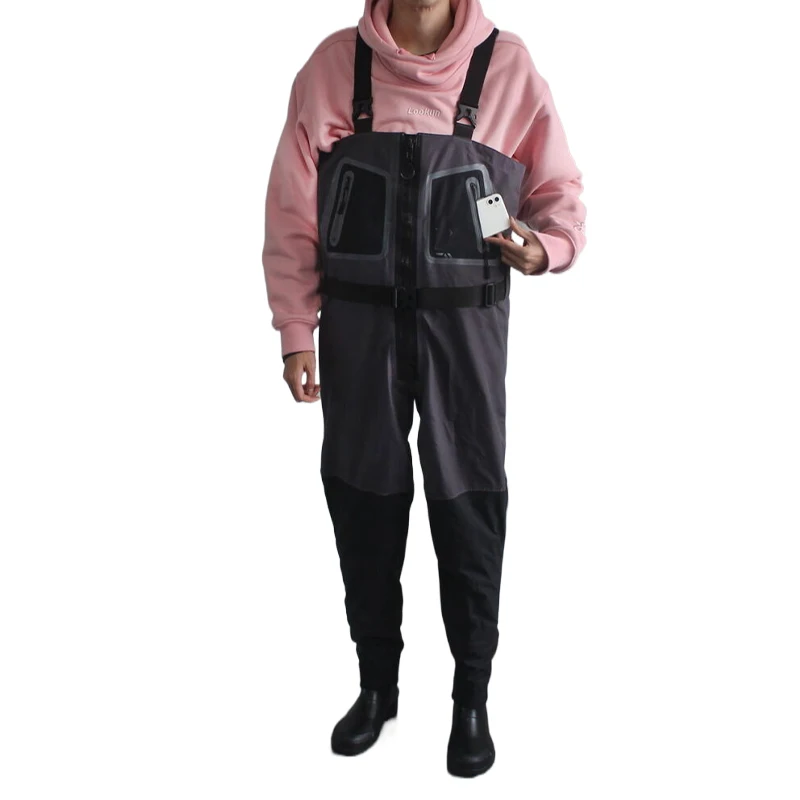 manufacturer Waterproof 3 layer breathable Waders Chest High Fishing Waders with Boots