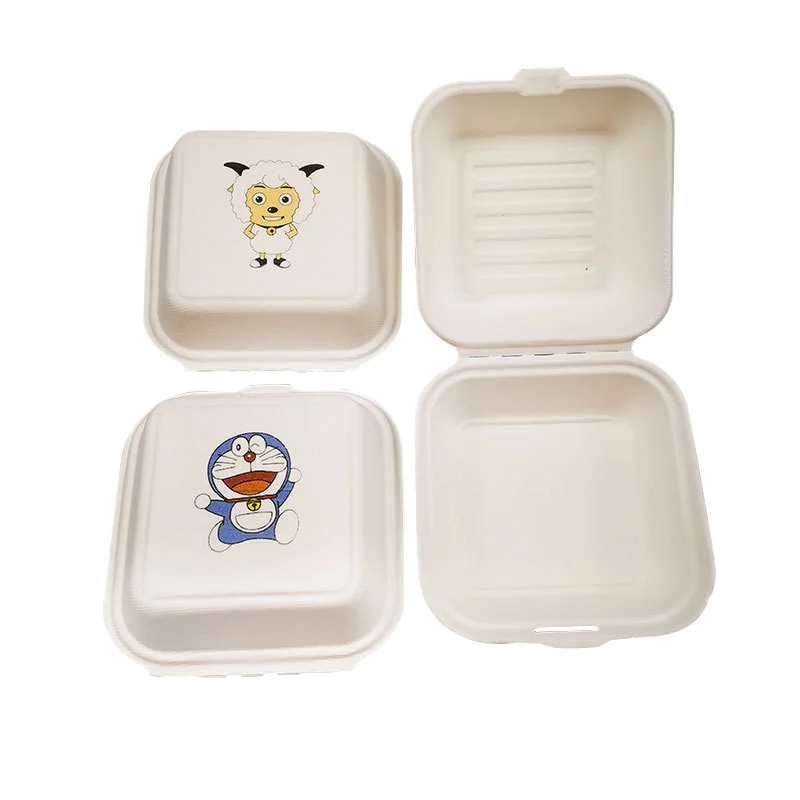 Net Red 6-Inch Square Pulp Lunch Box Heating-Applicable Square Take-Out Packing Box for Hamburger and Cake for Perfume