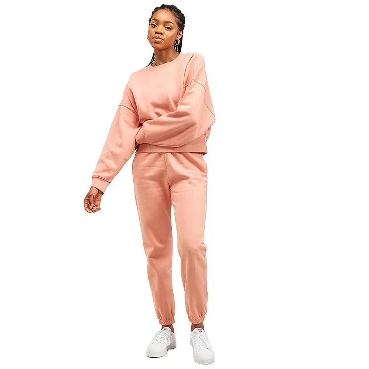 Womans fall outfit Two Piece active wear drop shoulders Sweatsuit women tracksuits joggers neck crew