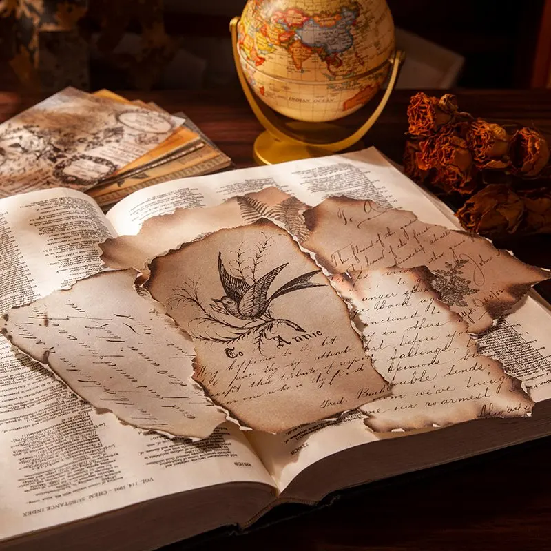 20 Pcs Retro Dual-material Material Memo Pads Cute Journal Scrapbook Decoration Background Paper DIY Collage Stationery Supplies