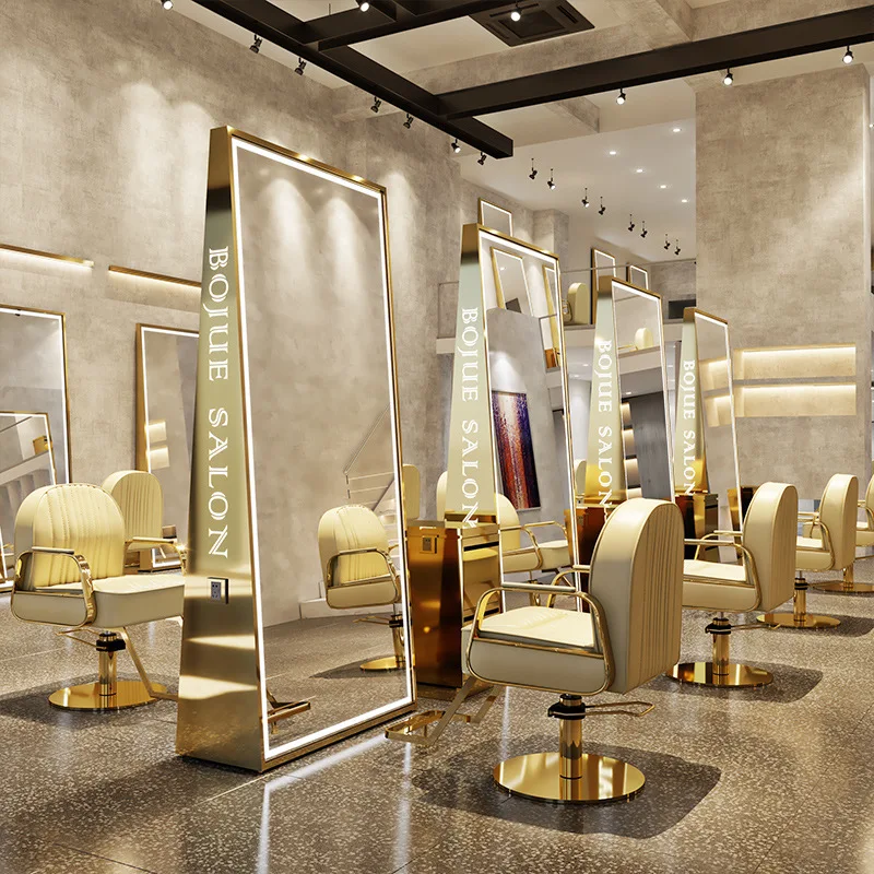 High Quality Barber Hairdressing Salon Mirror Floor Upright Large Full Length Mirror Led Beauty Salon Mirror