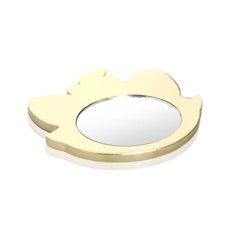 Newest Fashionable Small  Custom Logo Gold Cat-shape abs plastic Single side Handheld Makeup Compact Mirror