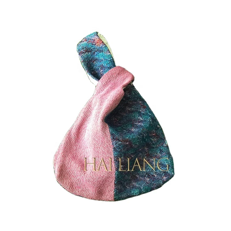 New Trendy Mini Tapestry Tote Bag Knot Wrist Shopping Bags Japan Style Double Layer for Women Grocery Bags