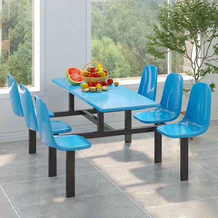 Fiberglass dining set for self-service restaurants Staff Canteen Dining Table Chair 4 People 6 People 8 People