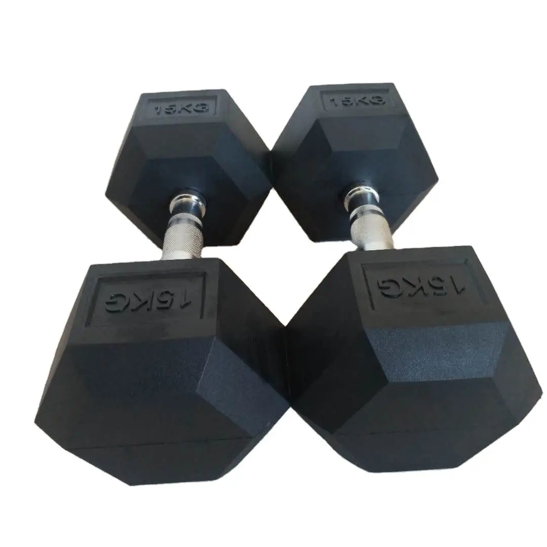 Wholesale Gym Rubber Fitness Equipment Hexagonal Dumbbells 10kg Dumbbell Sets